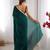 Teal sequinned satin saree