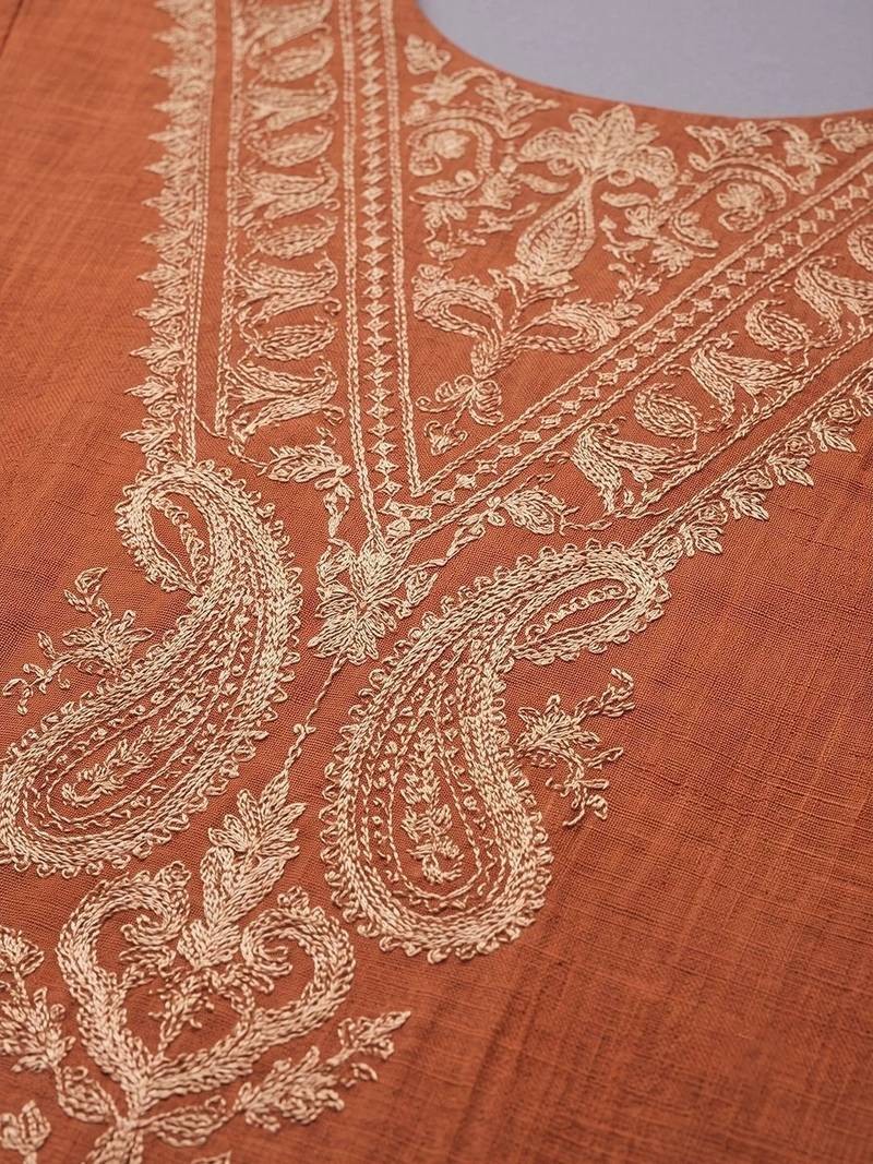 women ethnic motifs embroidered regular thread work kurta with trousers