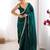 Teal sequinned satin saree