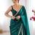 Teal sequinned satin saree