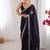 Navy blue sequinned satin saree