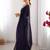 Navy blue sequinned satin saree