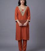 women regular mirror work kurta with trousers