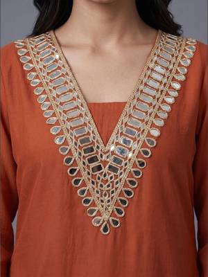 women regular mirror work kurta with trousers 7