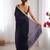 Navy blue sequinned satin saree
