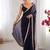 Navy blue sequinned satin saree