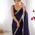 Navy blue sequinned satin saree