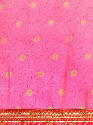 Pink bandhani gotta patti pure chiffon saree 4
