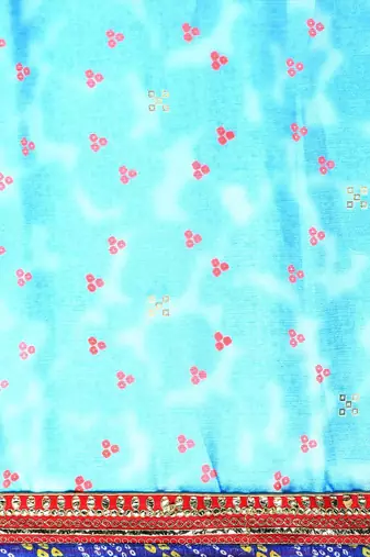 Blue bandhani gotta patti pure chiffon saree