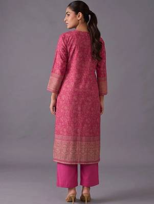 women ethnic motifs regular chanderi silk kurta with trousers & with dupatta 3