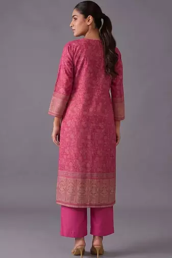 women ethnic motifs regular chanderi silk kurta with trousers & with dupatta