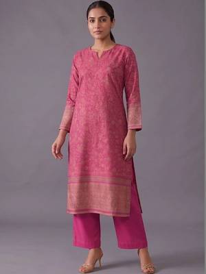 women ethnic motifs regular chanderi silk kurta with trousers & with dupatta 6