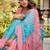 Blue leheriya pure cotton block print saree