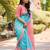 Blue leheriya pure cotton block print saree