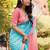 Blue leheriya pure cotton block print saree