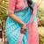 Blue leheriya pure cotton block print saree