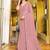 peach peach striped beads and stones embellished saree
