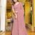 peach peach striped beads and stones embellished saree