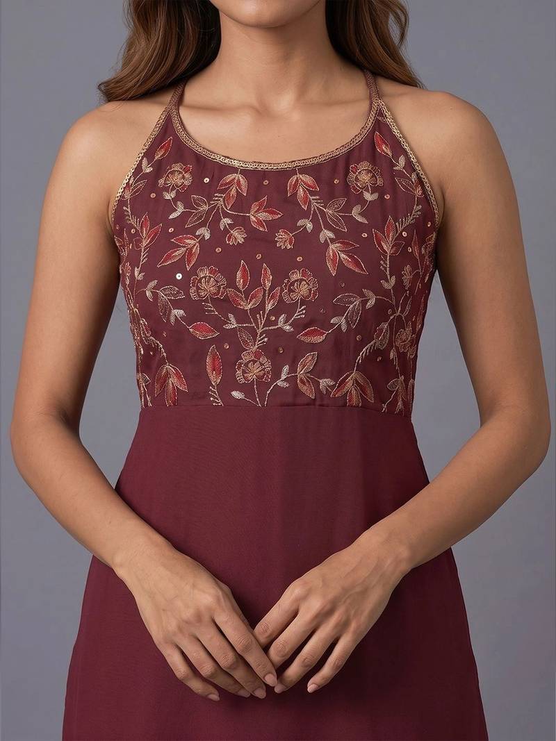 women floral embroidered regular thread work kurta with palazzos