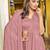 peach peach striped beads and stones embellished saree