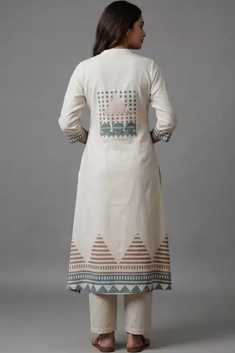 women printed regular kurta with trousers & with dupatta