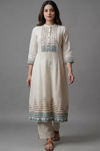 women printed regular kurta with trousers & with dupatta