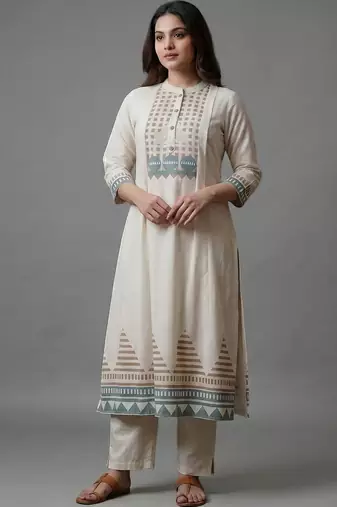 women printed regular kurta with trousers & with dupatta
