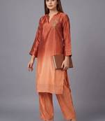 women ombre dyed regular thread work kurta with trousers
