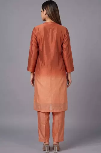 women ombre dyed regular thread work kurta with trousers