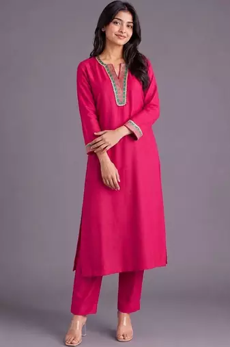 women ethnic motifs regular thread work kurta with trousers & with dupatta