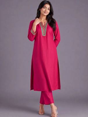 women ethnic motifs regular thread work kurta with trousers & with dupatta 6