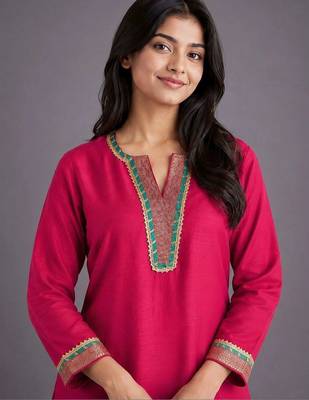 women ethnic motifs regular thread work kurta with trousers & with dupatta 7