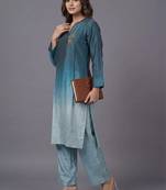 women ombre dyed regular beads and stones kurta with trousers