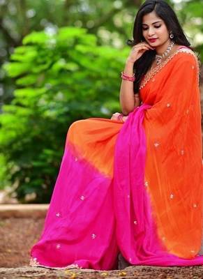 Pink woven design embellished sequinned designer saree 5