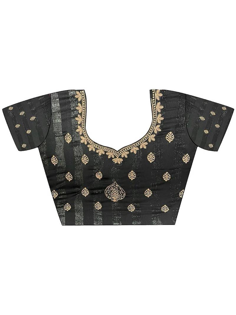 Black embellished pure chiffon saree