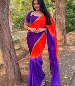 Purple women embellished sequinned sarees