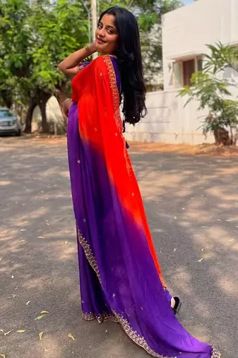 Purple women embellished sequinned sarees