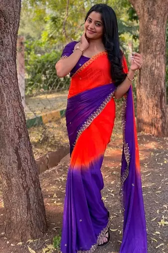 Purple women embellished sequinned sarees