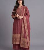 women ethnic motifs printed regular kurta with palazzos & with dupatta