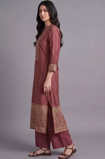 women ethnic motifs printed regular kurta with palazzos & with dupatta