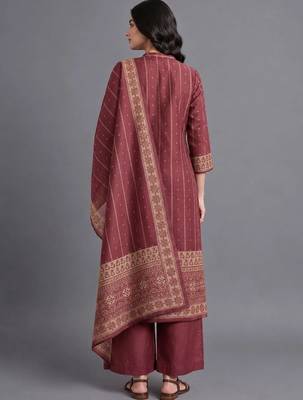 women ethnic motifs printed regular kurta with palazzos & with dupatta 3