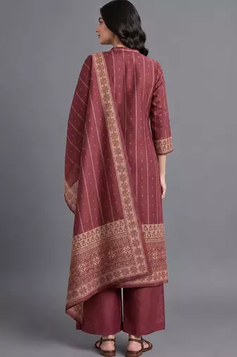 women ethnic motifs printed regular kurta with palazzos & with dupatta