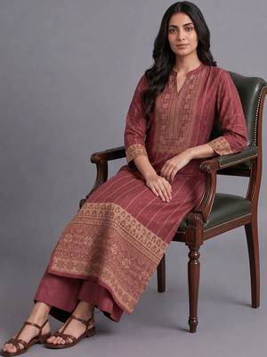 women ethnic motifs printed regular kurta with palazzos & with dupatta 4