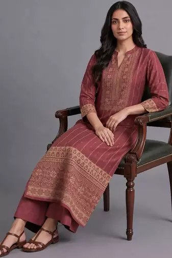 women ethnic motifs printed regular kurta with palazzos & with dupatta