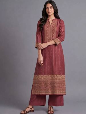women ethnic motifs printed regular kurta with palazzos & with dupatta 5