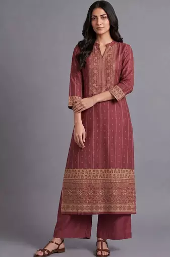 women ethnic motifs printed regular kurta with palazzos & with dupatta