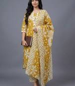 women floral printed regular kurta with trousers & with dupatta