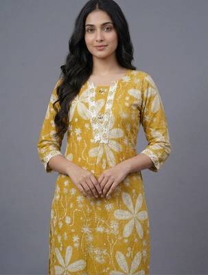 women floral printed regular kurta with trousers & with dupatta 7