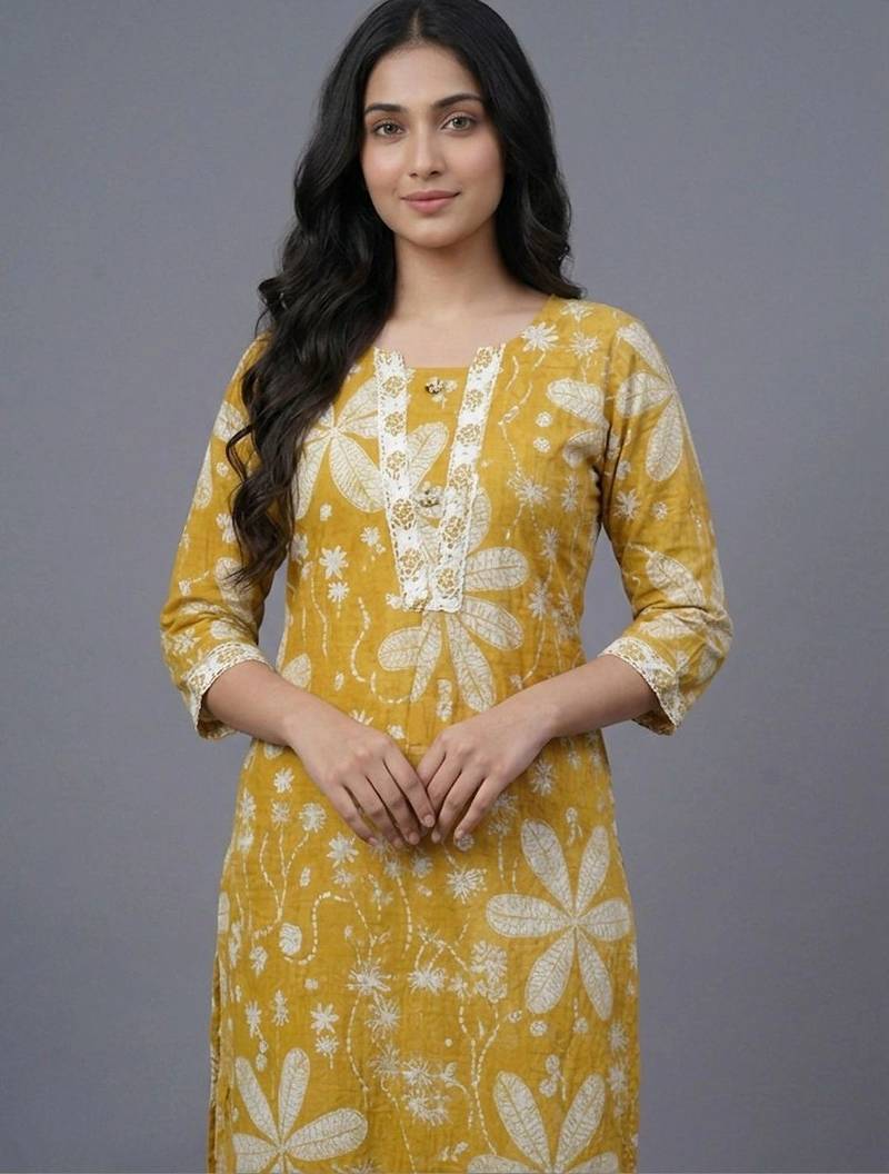 women floral printed regular kurta with trousers & with dupatta