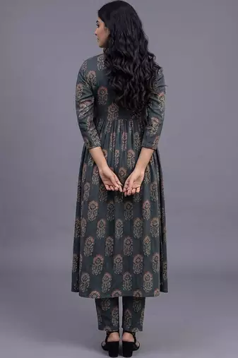 women ethnic motifs printed regular kurta with trousers & with dupatta